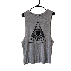 Ginatricot rox tank gray tank top sleeveless summer eye design comfortable knit